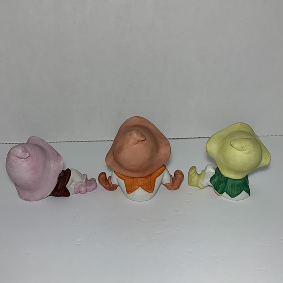 VTG Homco Pixie Elves Whimsical Bisque Figurines Colorful Set Of 3 Pixie Elves - Picture 2 of 16